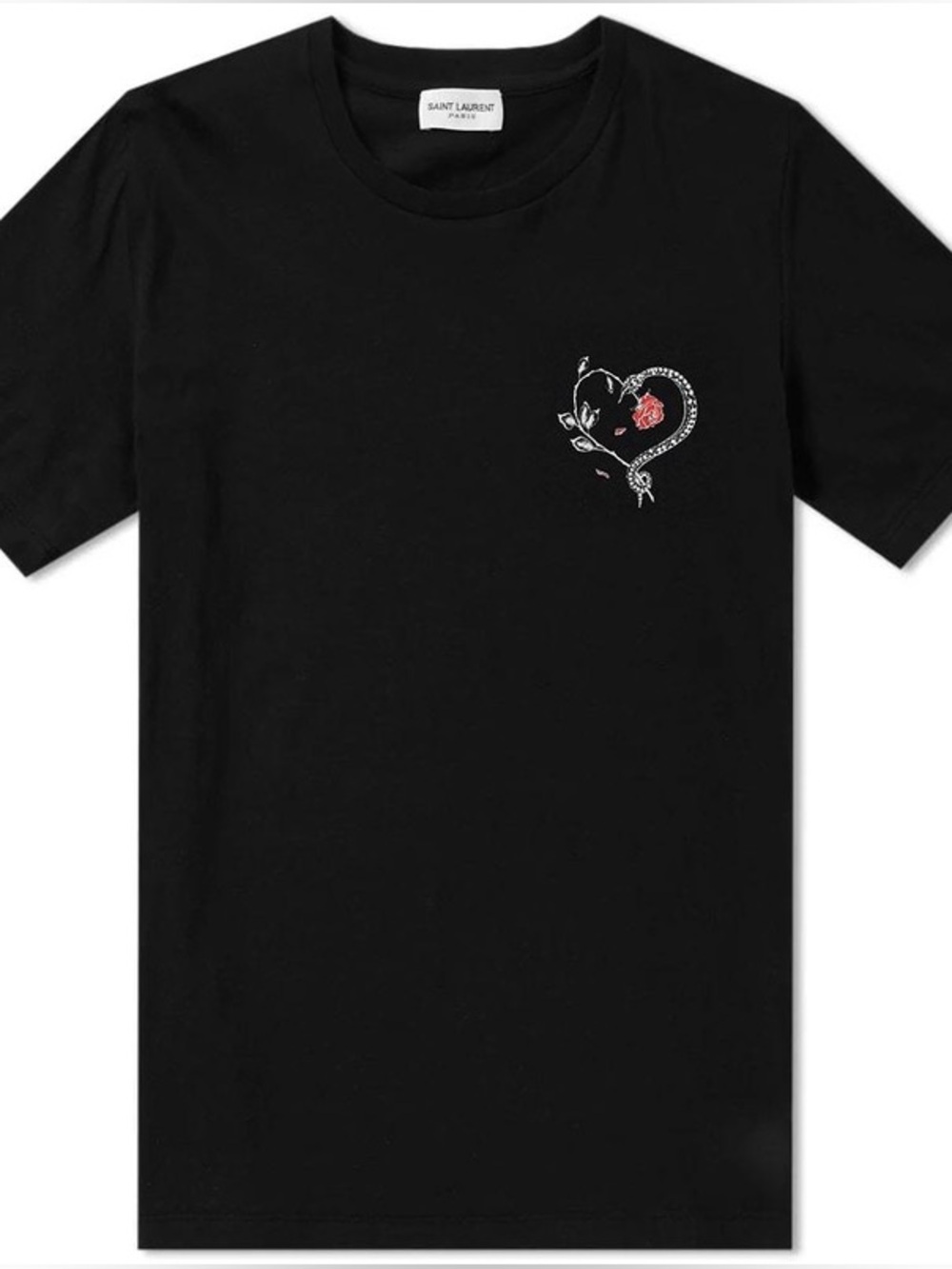 Saint Laurent Black T-Shirt with Heart and rose 🥀 Motif